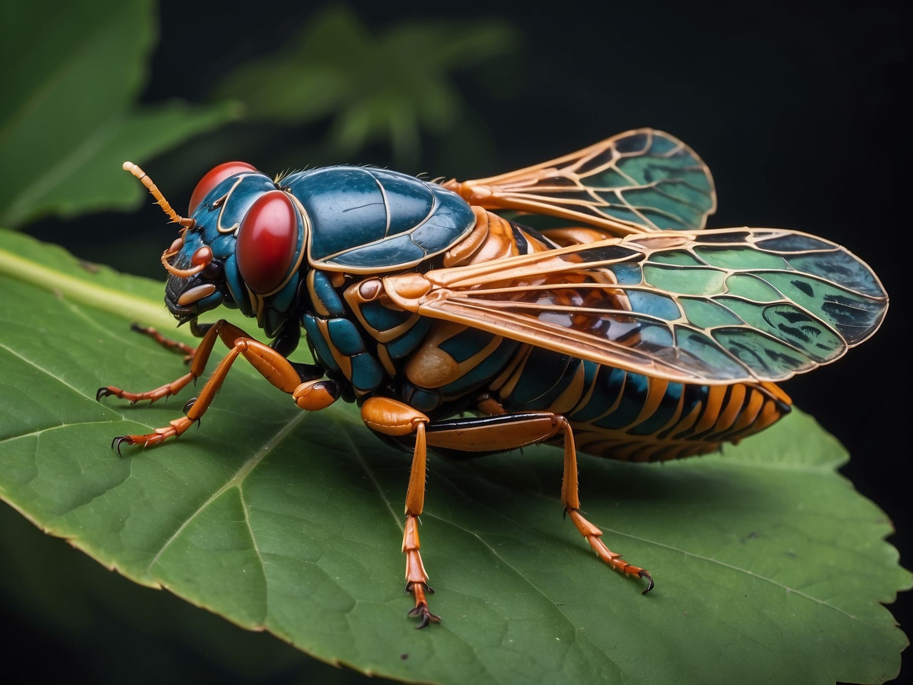 AI generated: a close up of a bug on a leaf, a photorealistic painting by Adam Szentpétery, shutterstock contest w...