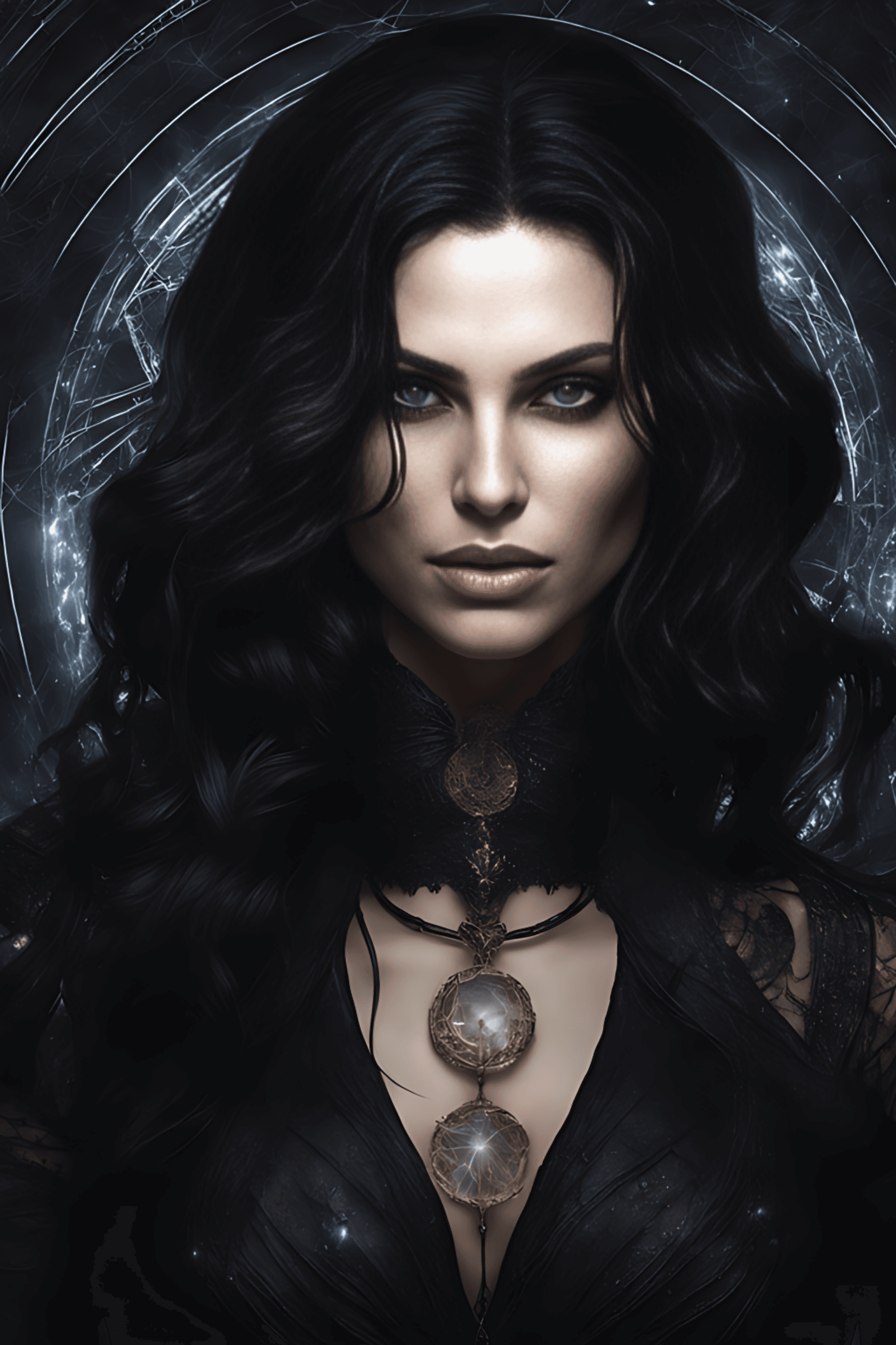AI generated: Yennefer z Vengerbergu, divine proportion, detailed face, hourglass figure, full body, beautiful and...
