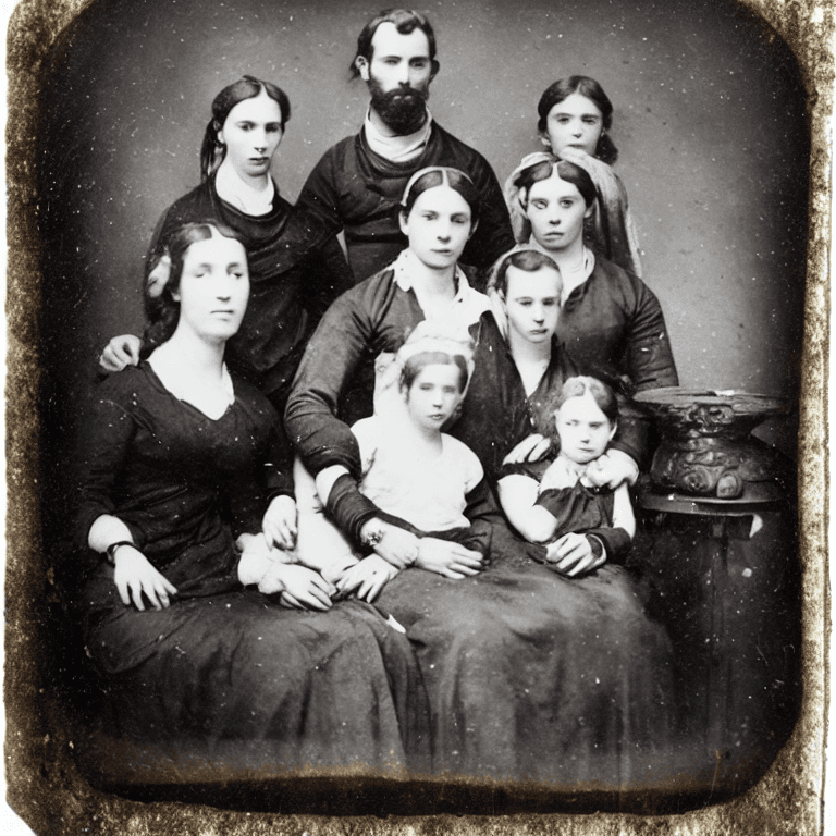 AI generated: Ancient family photo, printing to a canal only
.
