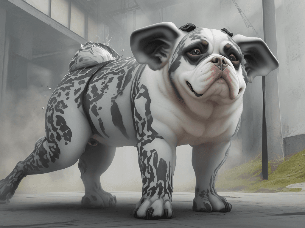 AI generated: buldog francuski płowy z kokardą, na czarnym tle, styl realistyczny