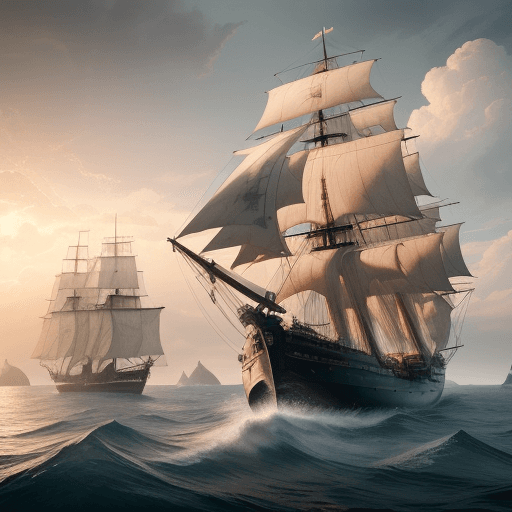 AI generated: Photo of a ultra realistic sailing ship, dramatic light, pale sunrise, cinematic lighting, battered,...