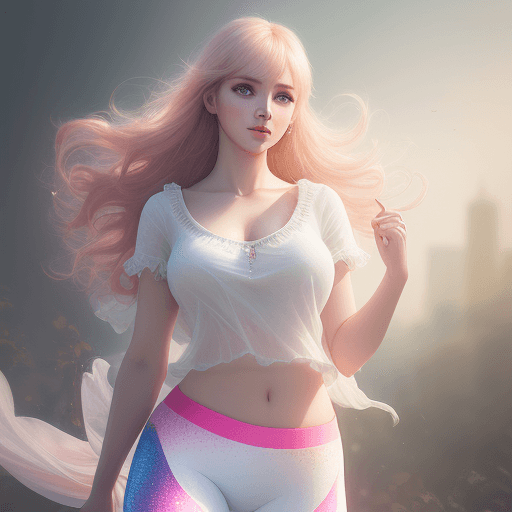 AI generated: very beautiful girl in bright leggings, white short top, charismatic personality, professional photo...