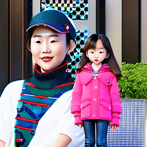 AI generated: 1 Korean girl with his big manly father, a Beautiful idol, (Cute Loose Bob hair), (casual clothes), ...