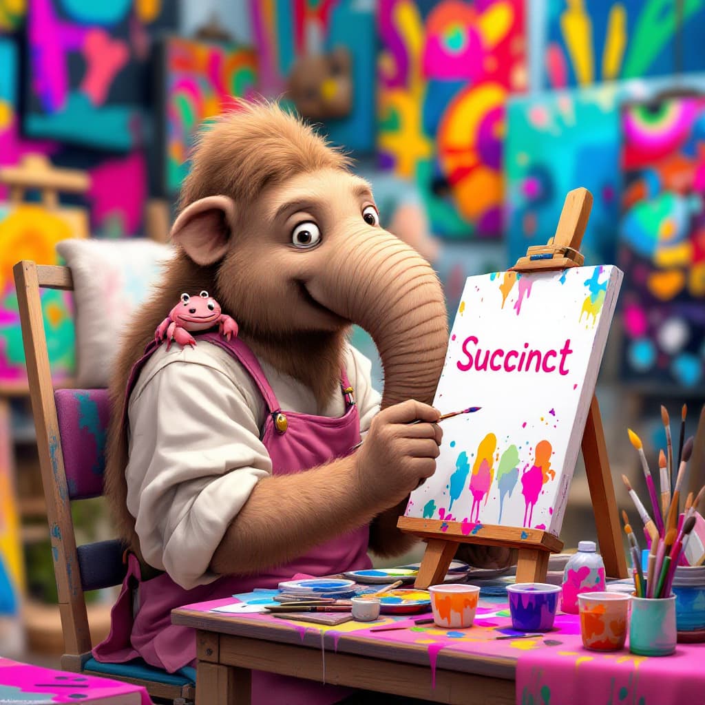 AI generated: A vibrant illustrated in a high-quality Procreate featuring a baby mammoth wearing a pink apron and ...