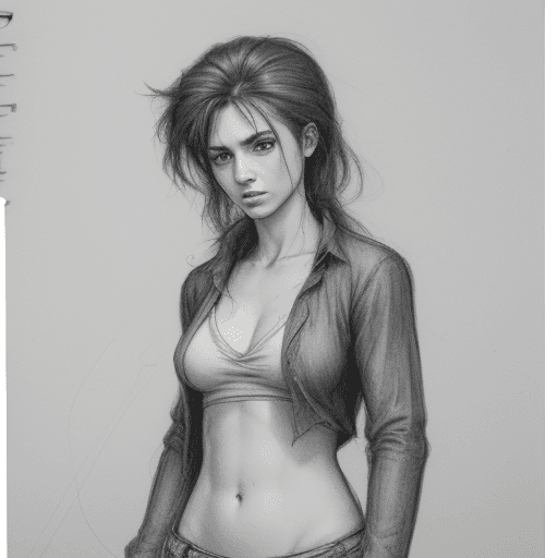 AI generated: Sketch of a woman with slightly rough clothes
