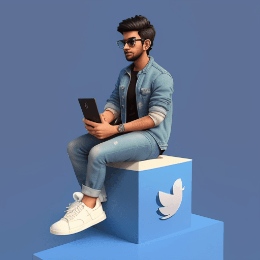 AI generated: Create a 3D illustration of an animated character 
sitting casually on top of a social media logo “i...