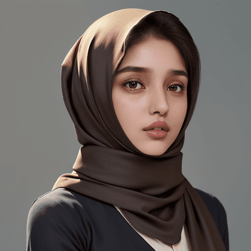 AI generated: "Her short, brownish hair was modestly covered by a beautiful hairscarf, in keeping with her Muslim ...