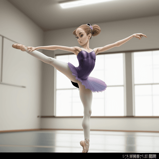 AI generated: anime art of a beautiful ballerina blythe in jumping in a ballet classroom in a spectacular, normal ...
