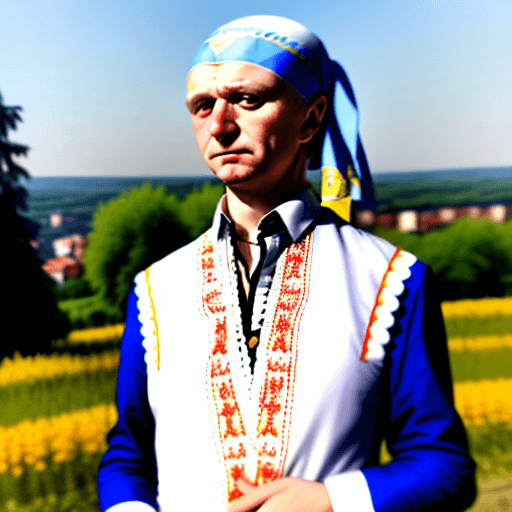 AI generated: the photo should show the Ukrainian writer Ivan Franko roughly 30 years old, who is dressed in a Ukr...