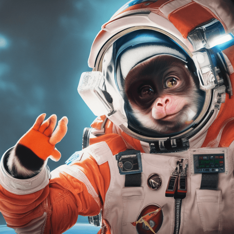AI generated: Ralistic, ((Masterpiece, best quality)), cute baby monkey in astronaut suite space, Ultra-High-Defin...