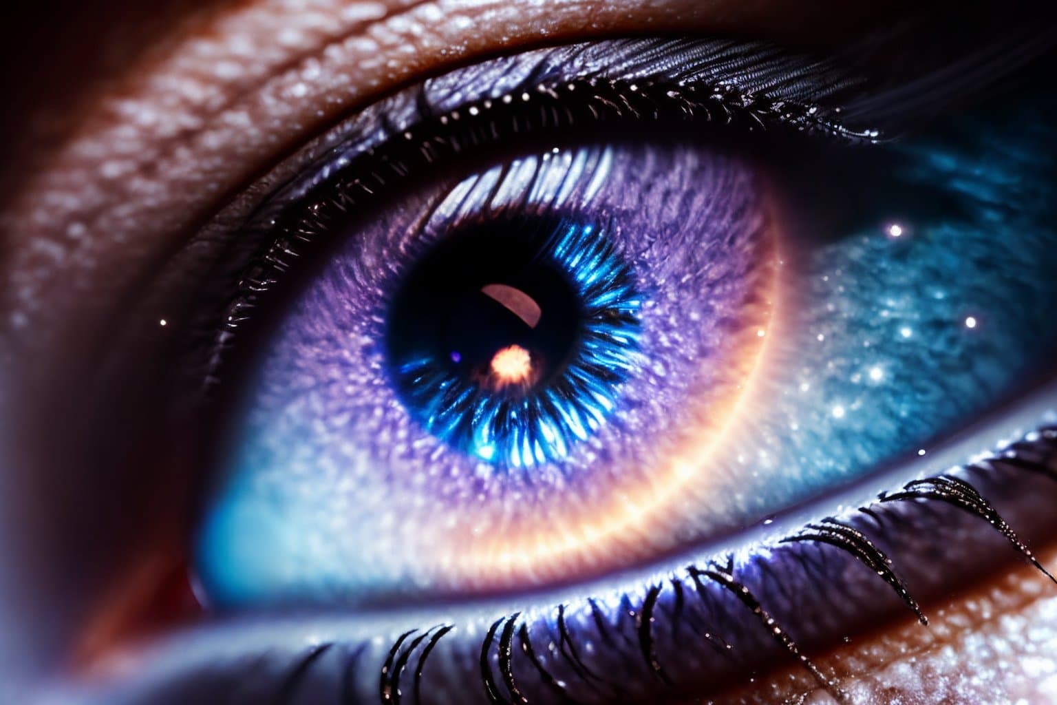 AI generated: (iris of an eye iscomposed of a planet!) fantasy art, (shot from space), stars, (heaven and hell), P...