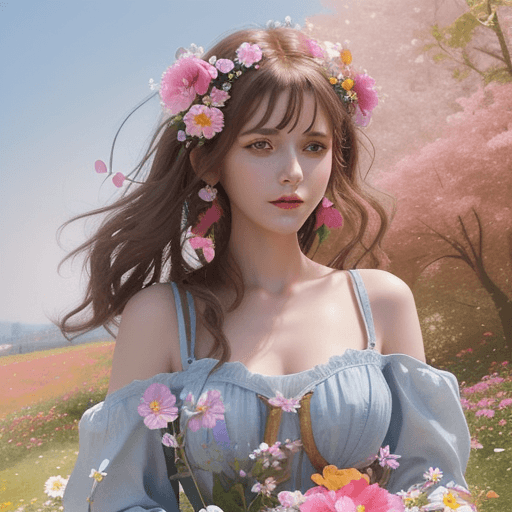 AI generated: <lora:wrenchsfantasy-000016:0.9>, wrenchsfantasy, commercial illustration of a woman dressed in flow...