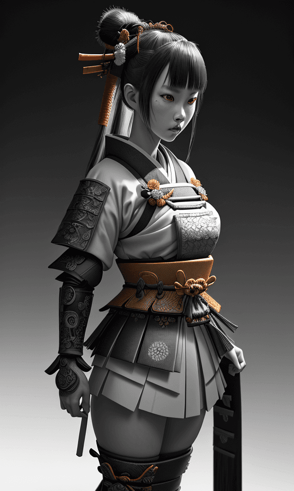 AI generated: samurai cute girl, Expressive Style, full body portrait ribcagel,  ultra-detailed, beautiful detaile...