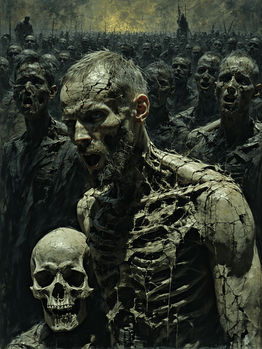 AI generated: There is but one message for the earth, Young men with fallen chests and old men’s breath, dripping ...