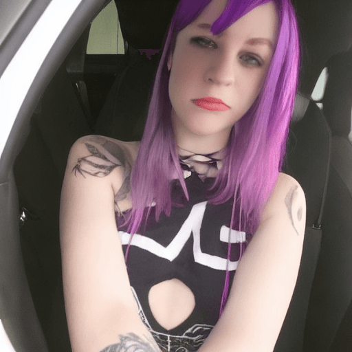 AI generated: POV, girl gets anal fucked on the backseat of a car, alternative, emo, piercings, tattoos, (looking ...
