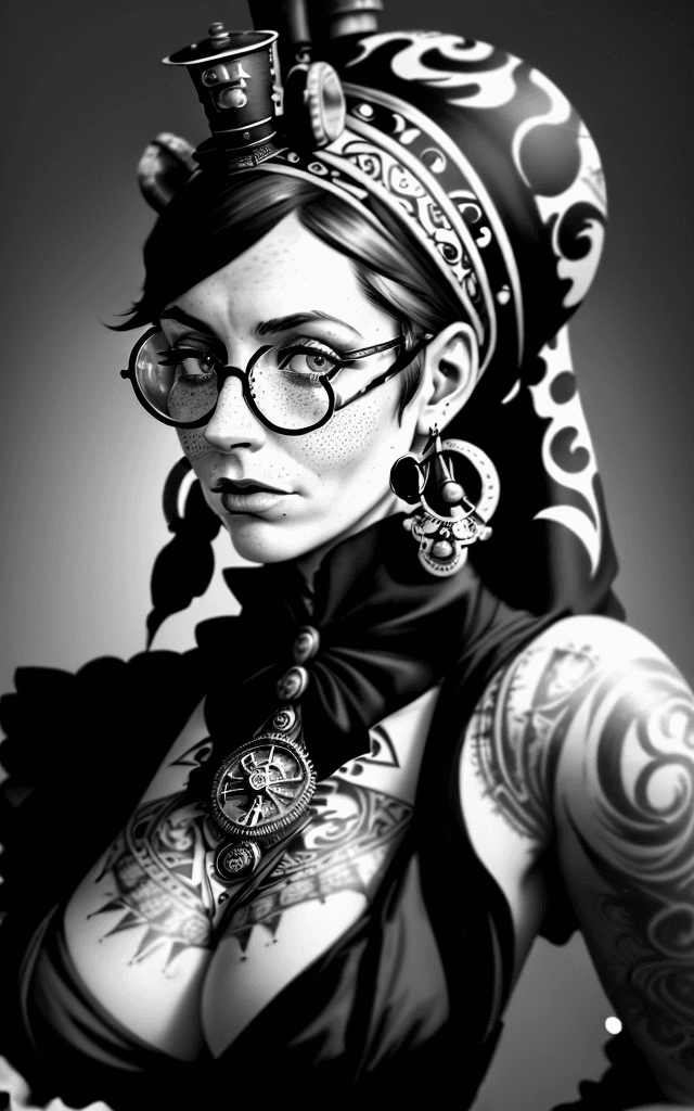 AI generated: High resolution 4k studio photography detailed black and white photo of an attractive victorian stea...