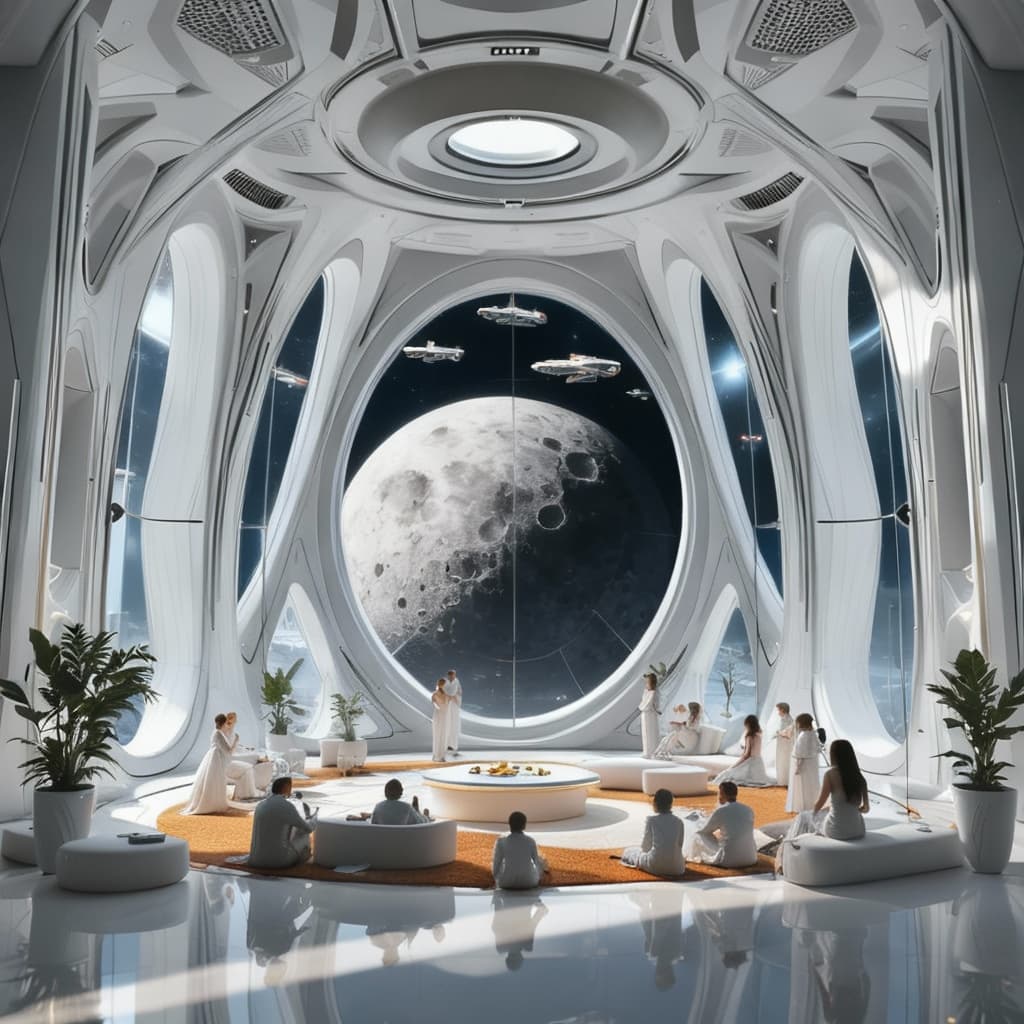 AI generated: Prepare the feast for the Gathering of Alien Cultures. The inner atrium of the finest Halls. Use the...
