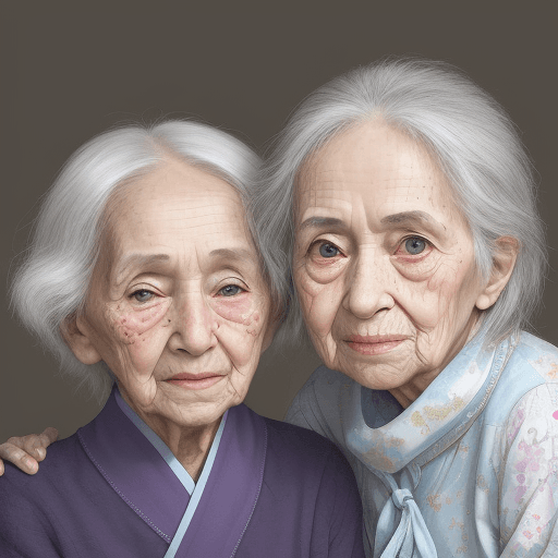 AI generated: A face, half young girls and half elderly people in their eighties --ar 4:5 --s 850 --niji 6