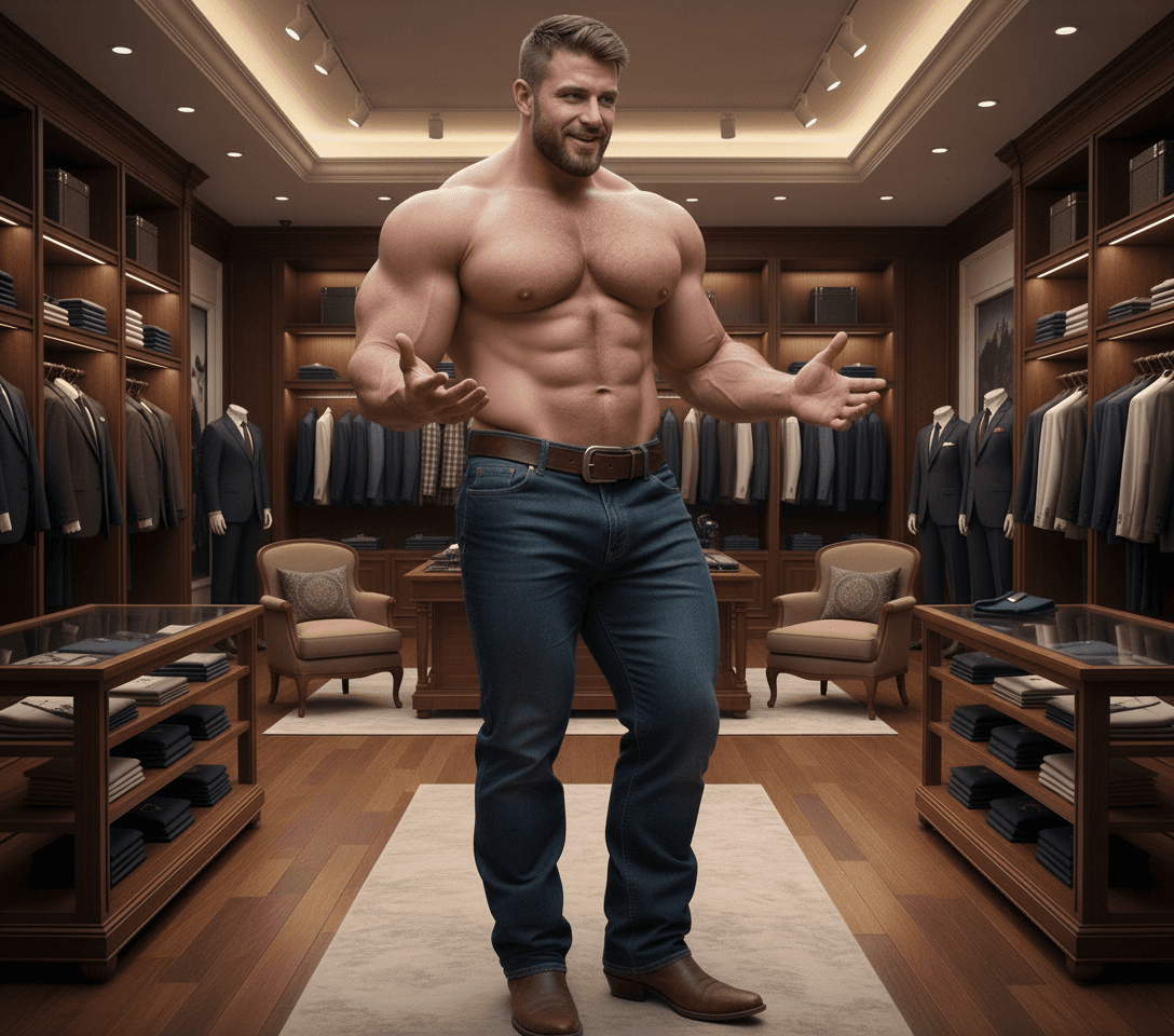 AI generated: The model is expressing conversation with his hands. 
