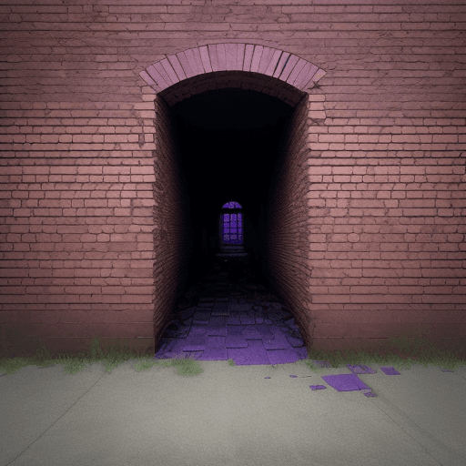 AI generated: ruin violet brick wall

