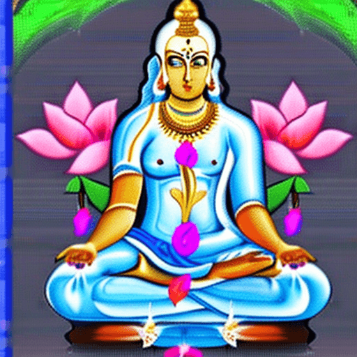 AI generated: create an image of lord shiva with lotus flowers
