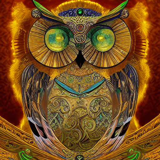 AI generated: high resolution 8k, Balla master painter, Byzantine artwork, Owl, Cat's eyes,
  feathers, intricate ...
