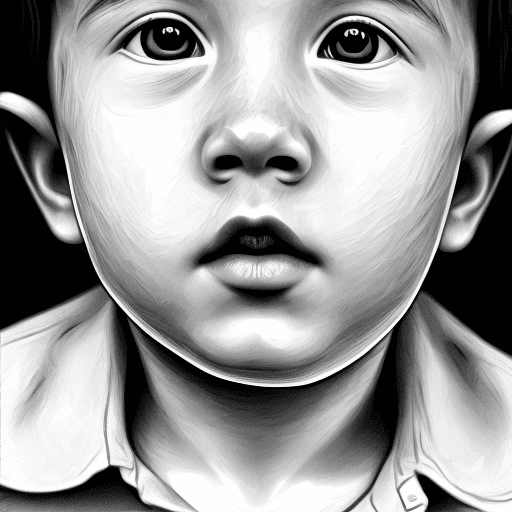 AI generated: sketch of a little boy's face, expressive line-work, in the style of beautiful portraits --ar 35:64 ...