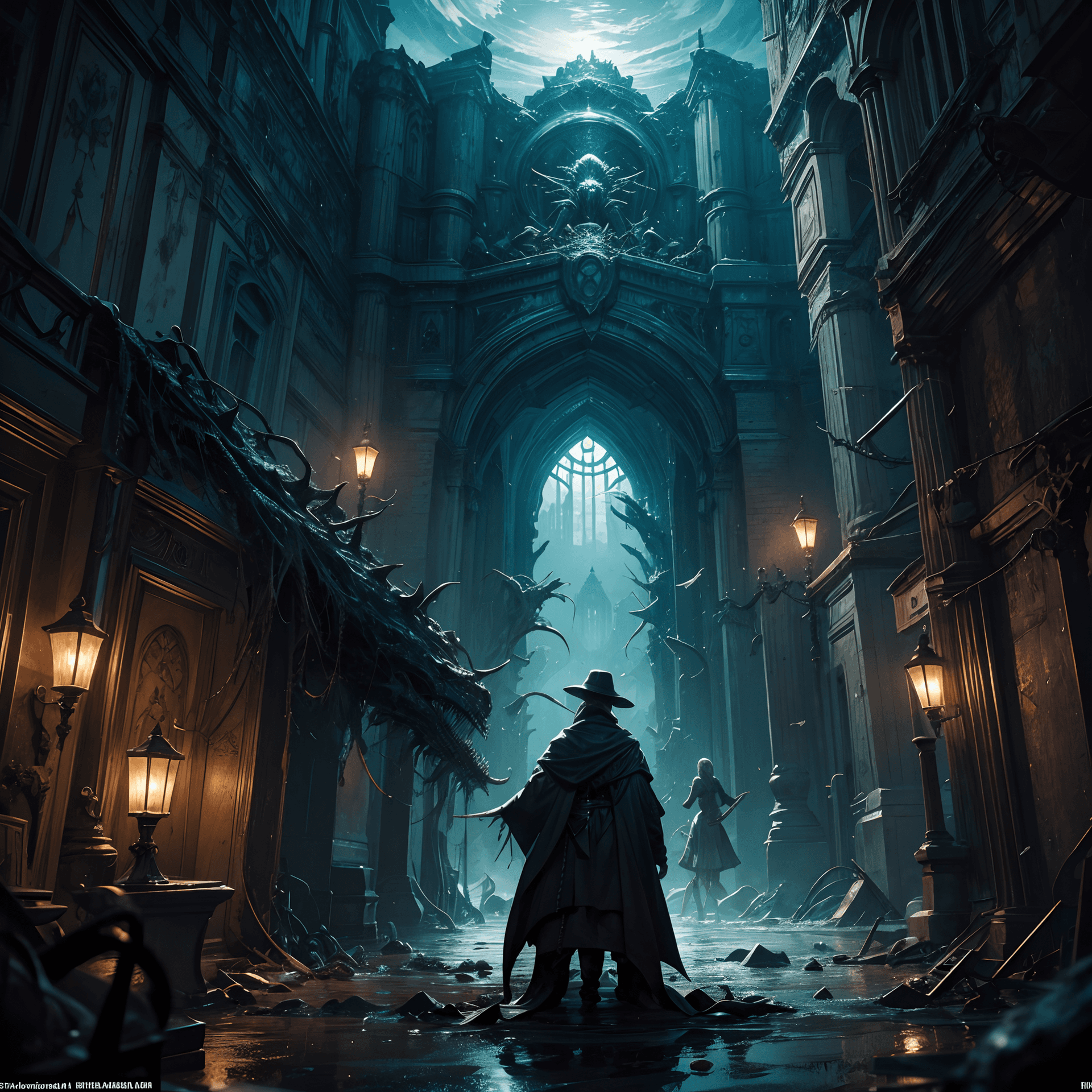 AI generated: Innsmouth,Coastal Town,Decaying Architecture,Eldritch Horror,Fish-like Inhabitants,Cosmic Terrors,Ma...