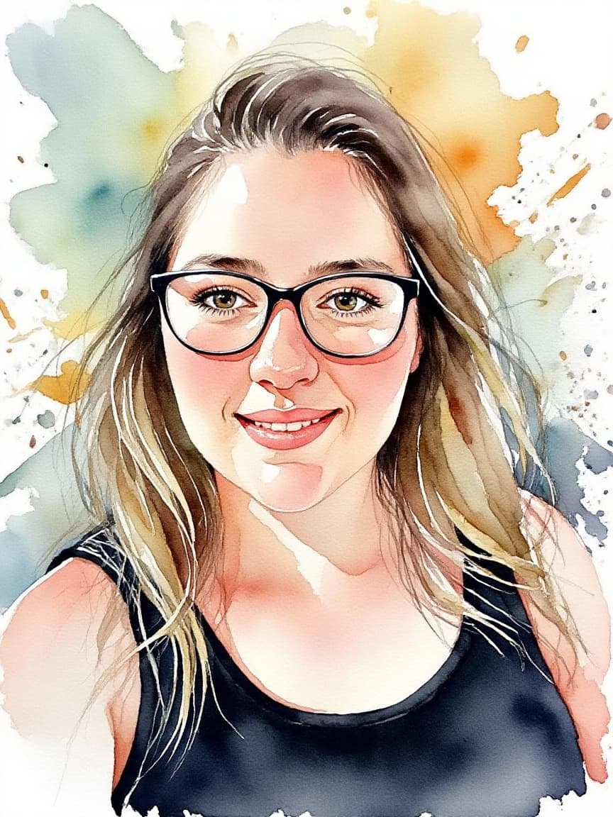 AI generated: Watercolor portrait of a woman, free brushwork --chaos 75 --ar 1:2 --style raw --profile rsy6uq9 --s...