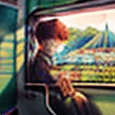 AI generated: a woman sitting on japanese train and watching in the window, anime art, a detailed painting, aesthe...