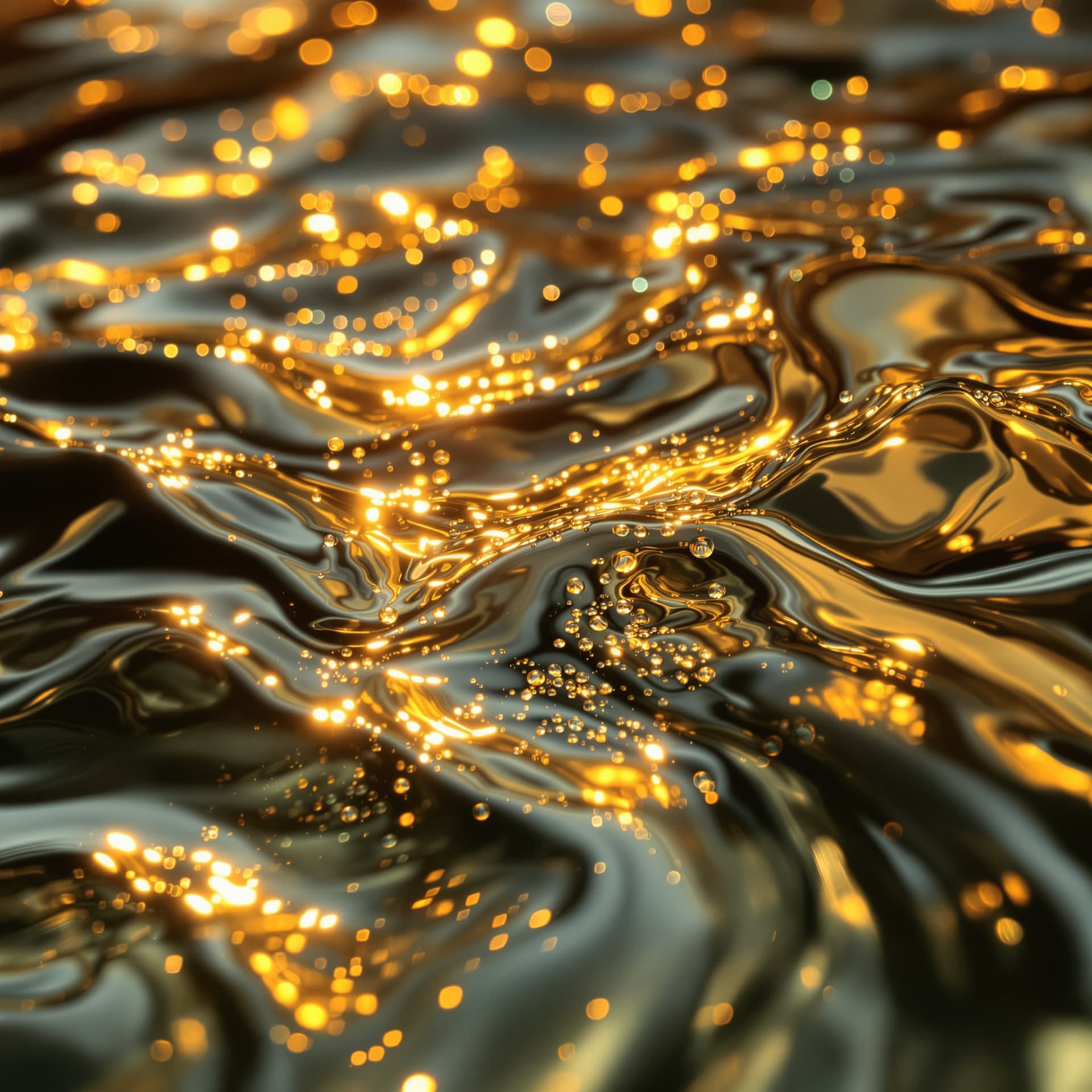 AI generated: GOLD FLUID OBERFLÄCHE LIGHT REFLECTION

