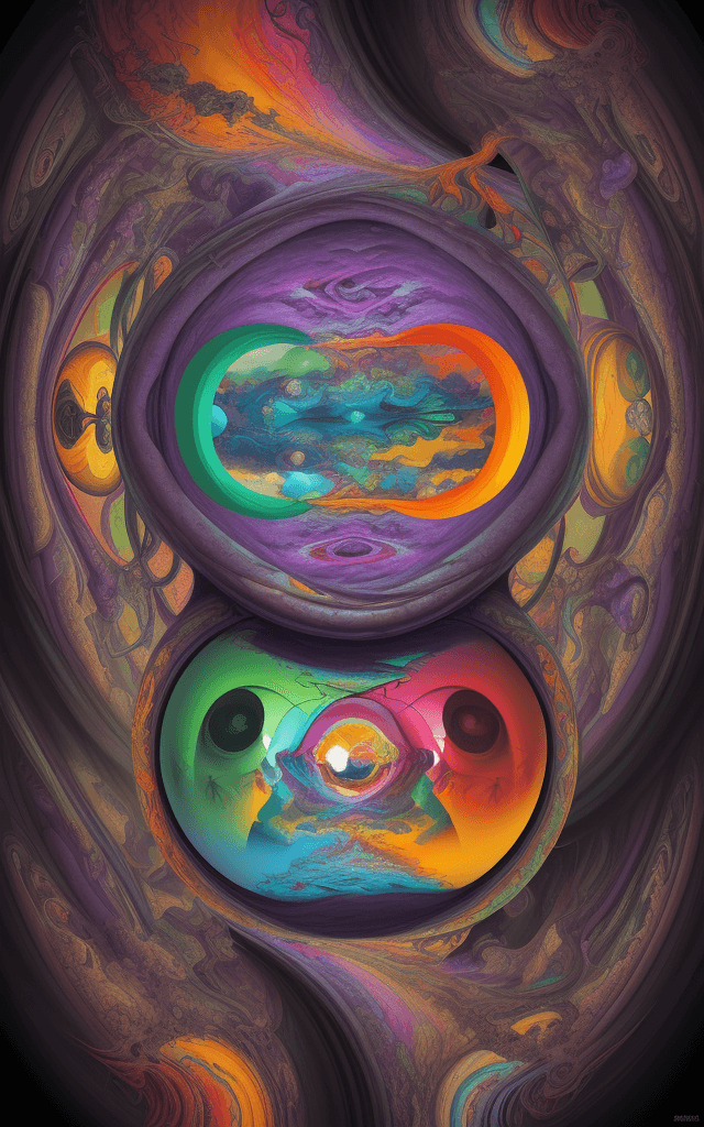 AI generated: Abstract surreal artwork featuring a distorted reality with elements appearing both inside out and r...