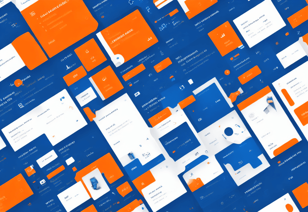 AI generated: bookler, ui design, awesome design, futuristic, background white, blue headers, orange, one page