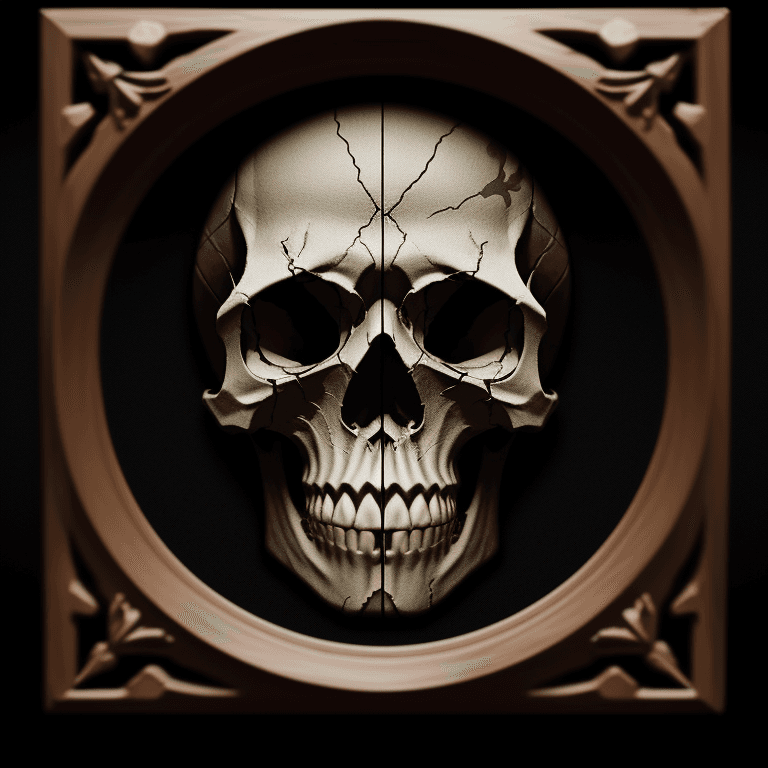AI generated: Inlay work skull photographic cinematic