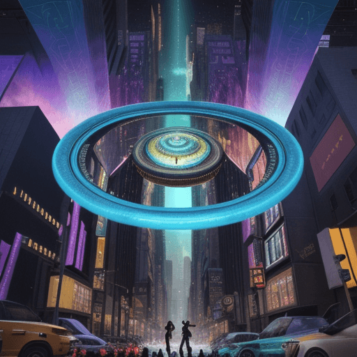 AI generated: Egyptian Gods coming out a bright  big interdimensional portal  in the middle of Manhattan surround ...
