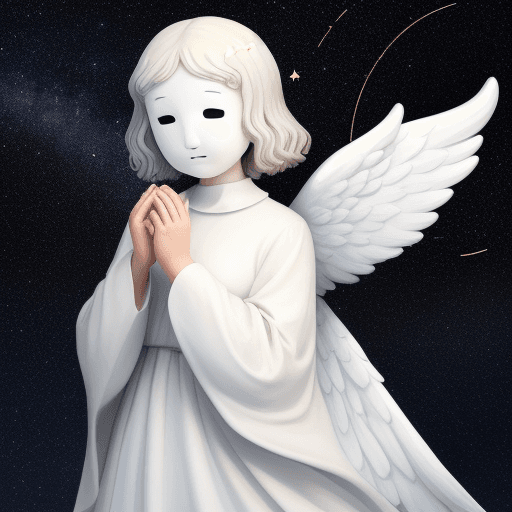 AI generated: Angel with no face  in a sky with a lot of stars
