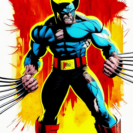 AI generated: wolverine comic book style splash of colors RGB