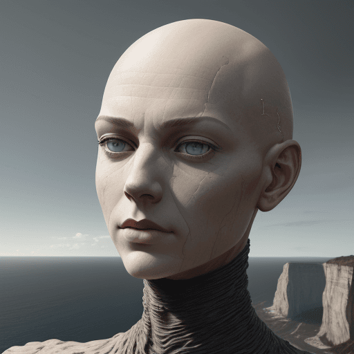 AI generated: art statue of a bald man in cliffs, in the style of realistic hyper-detailed portraits, cryengine, d...