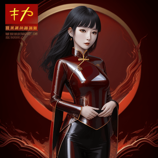 AI generated: a chinese woman wearing a leather outfit, in the style of wavy resin sheets, babycore, gongbi, dark ...