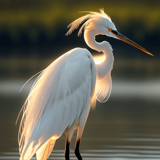 AI generated: Egret, close-up, 500mm, HD, clear focus, river bank, beautiful shape, professional photography, prof...