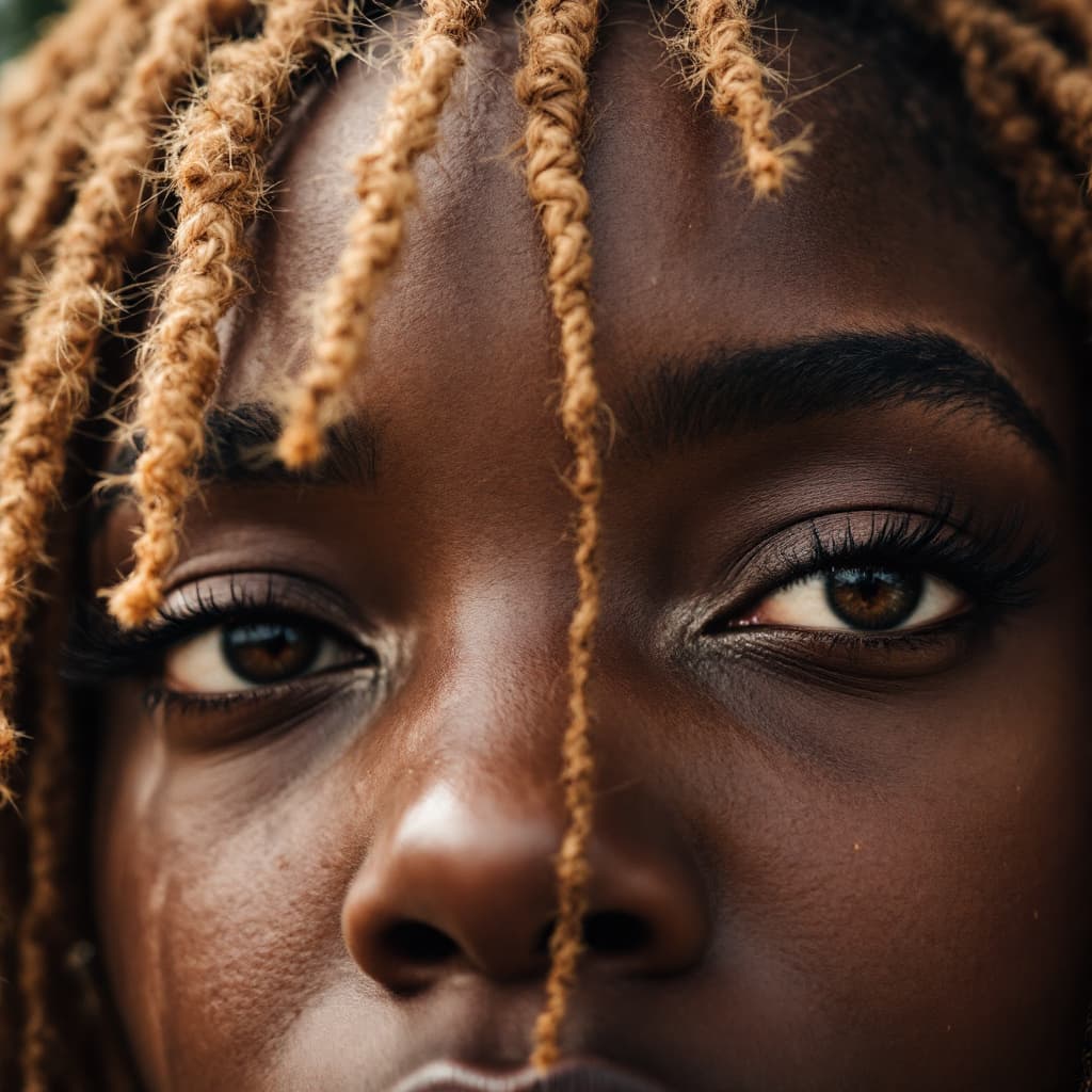 AI generated: african
 cameroonian girl hairy nosetrils close up
