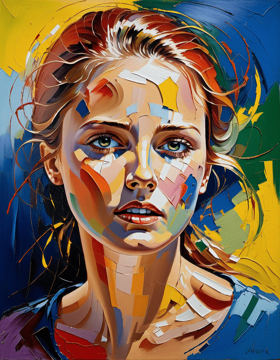 AI generated: An abstract expressionism artstyle painting of a beautiful woman. energetic brushwork, bold colors, ...