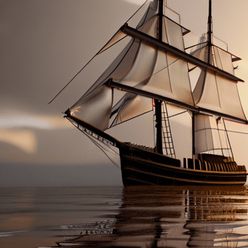 AI generated: Photo of a ultra realistic sailing ship, dramatic light, pale sunrise, cinematic lighting, battered,...