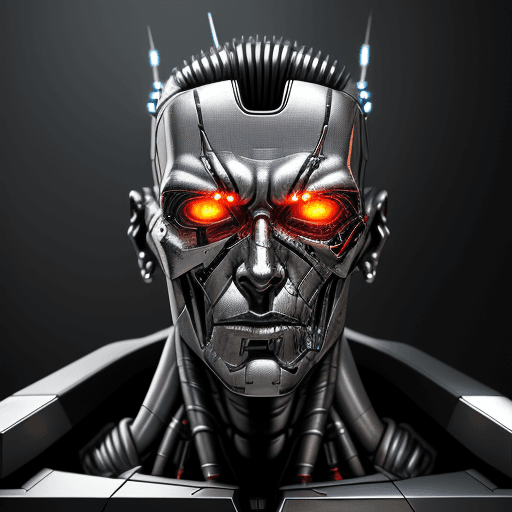 AI generated: portrait of robot Terminator, cyborg, evil, in dynamics, highly detailed, packed with hidden details...