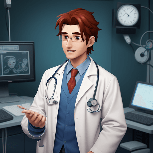 AI generated: A animated doctor at hospital, game, animated doctor, game character