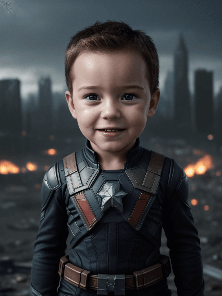 AI generated: Realism, best realism, portrait, portraiture, portrait photography, little baby Star-Lord, marvel mo...