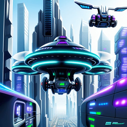 AI generated: futuristic city fly cars