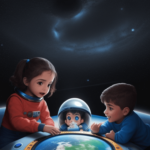 AI generated: muéstrame niños jugando en el espacio