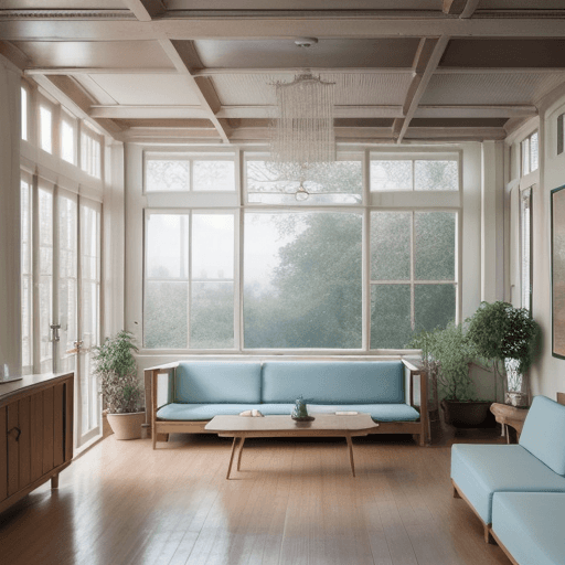 AI generated: High resolution photography interior design, dreamy sunken living room conversation pit, wooden floo...
