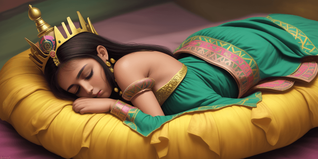 AI generated: princesa azteca hermosa dormida hacia arriba